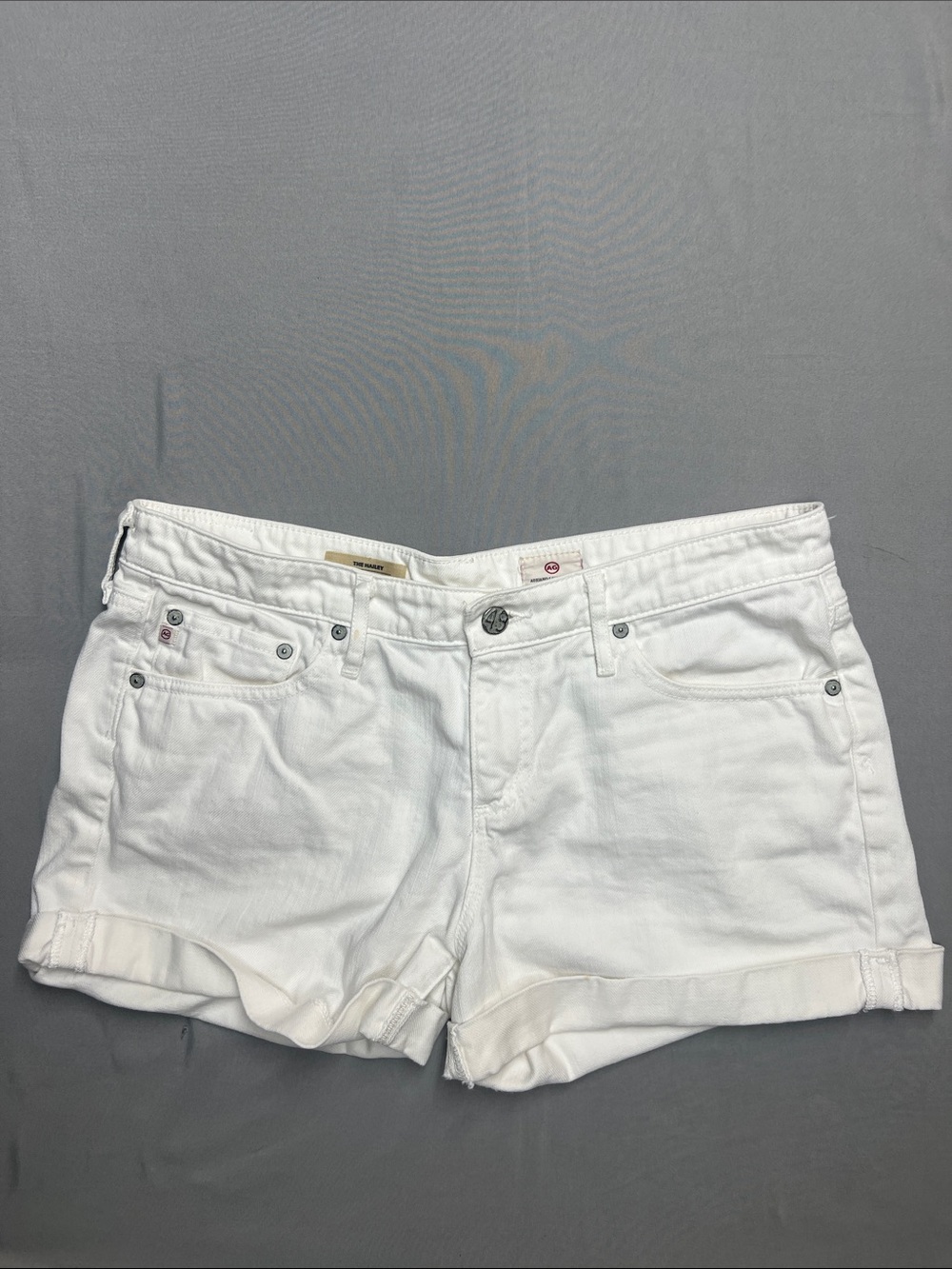 AG Adriano Goldschmied White Denim Cuffed Jean Shorts